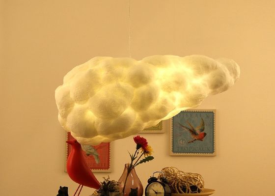 2 τα κεφάλια E27 βιδώνουν το άσπρο σύννεφων φως κρεμαστών κοσμημάτων μεταξιού υλικό 100cm σύγχρονο