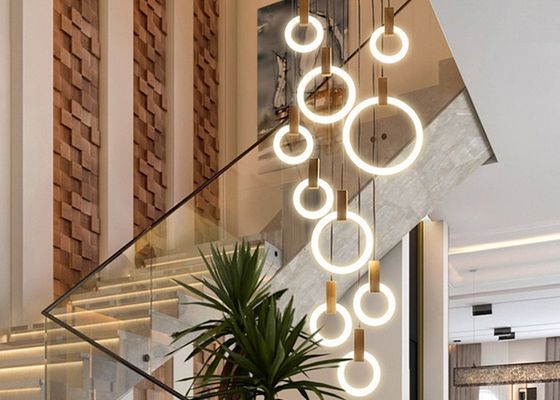 Σύγχρονο προσάρτημα φωτισμού λαμπτήρων πτώσης τραπεζαρίας ξενοδοχείων σκαλοπατιών βιλών κύκλων ακρυλικό