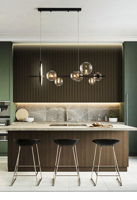 Γραμμικό φως κρεμαστών κοσμημάτων G9 σύγχρονο για τραπεζαρίας μαύρο μέταλλο γυαλιού κουζινών το σαφές