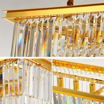Το εσωτερικό διακοσμητικό σύγχρονο ανώτατο όριο κρυστάλλου κρεμαστών κοσμημάτων ανάβει χρυσό L90*W35*H50cm