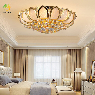 Κλασικό Luxury Χρυσό Μοντέρνο Led Κρυστάλλινο Φωτιστικό Οροφής Ε14 Βάση βολβού