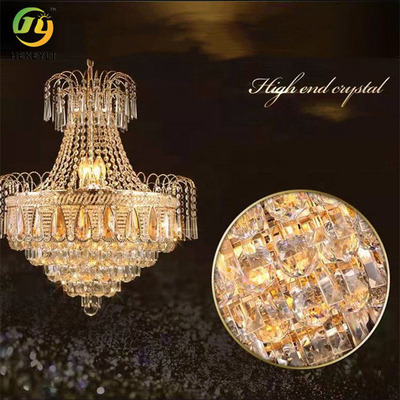 Προσαρμοσμένη οδηγημένη λαμπρότητες χρυσή πολυτέλεια πολυελαίων κεριών κρυστάλλου για το ξενοδοχείο γαμήλιου λόμπι