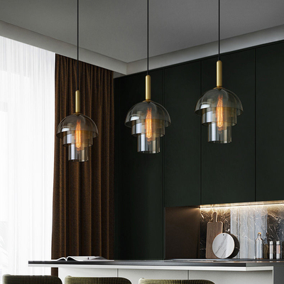 Σύγχρονο ενιαίο χρυσό φως κρεμαστών κοσμημάτων γυαλιού για την κουζίνα εγχώριων ξενοδοχείων
