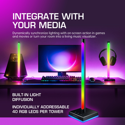 Η RGB Tabletop υπολογιστών τρόπου πολυ-ρυθμού ατμόσφαιρας μουσικής ελαφριά στάση κασκών παιχνιδιών μπορεί να ελεγχθεί από APP