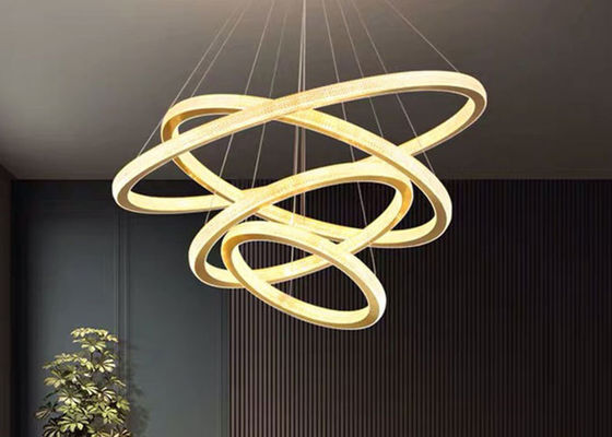 Μέγεθος 40x60x80x100cm ανώτατο φως δαχτυλιδιών των σαφών χρυσών οδηγήσεων χρώματος για την αίθουσα ξενοδοχείων