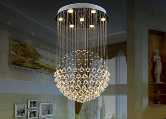 Σκανδιναβικό φως κρεμαστών κοσμημάτων κρυστάλλου ανοξείδωτου πτώσης πολυτέλειας για το ξενοδοχείο