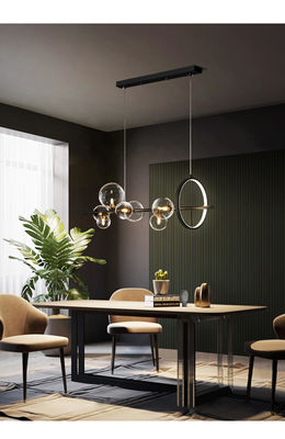 Γραμμικό φως κρεμαστών κοσμημάτων G9 σύγχρονο για τραπεζαρίας μαύρο μέταλλο γυαλιού κουζινών το σαφές