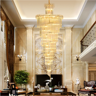 Χρυσός σύγχρονος πολυέλαιος Dia 450cm κρυστάλλου πολυτέλειας σκαλών ξενοδοχείων