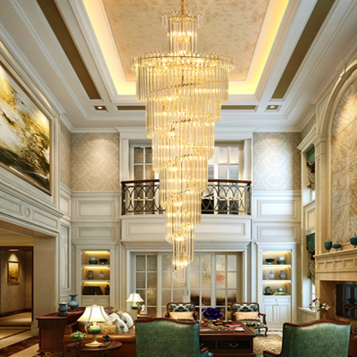 Χρυσός σύγχρονος πολυέλαιος Dia 450cm κρυστάλλου πολυτέλειας σκαλών ξενοδοχείων